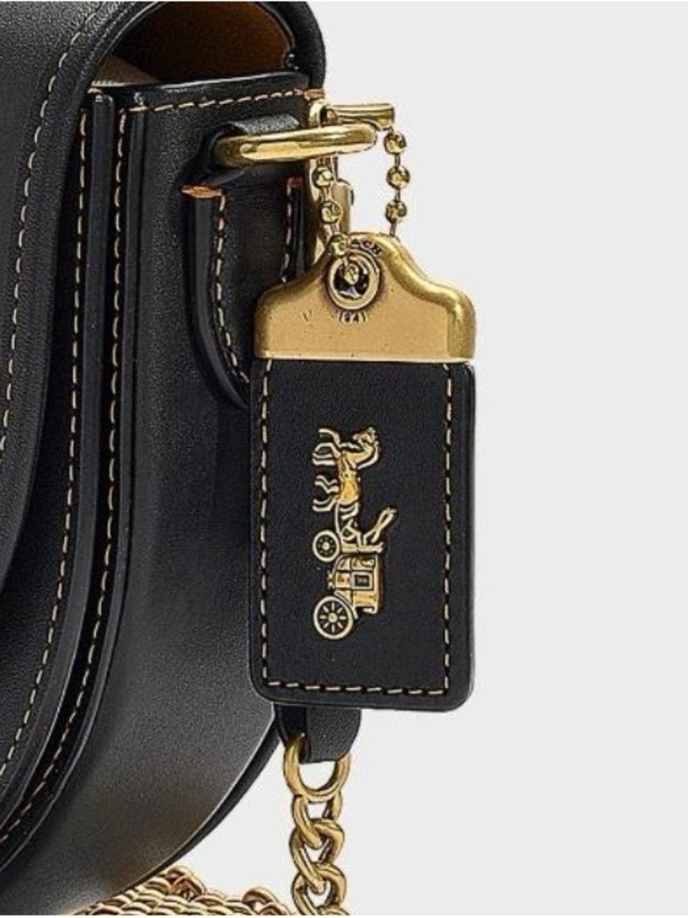 ISO Coach 1941 Hangtag Black Glove Tanned Leather Gold Hardware